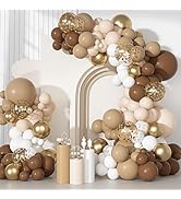 Ouddy Party Brown Balloons Arch Garland Kit, Different Sizes 18 12 10 5 Inch Brown Nude Gold Boho...