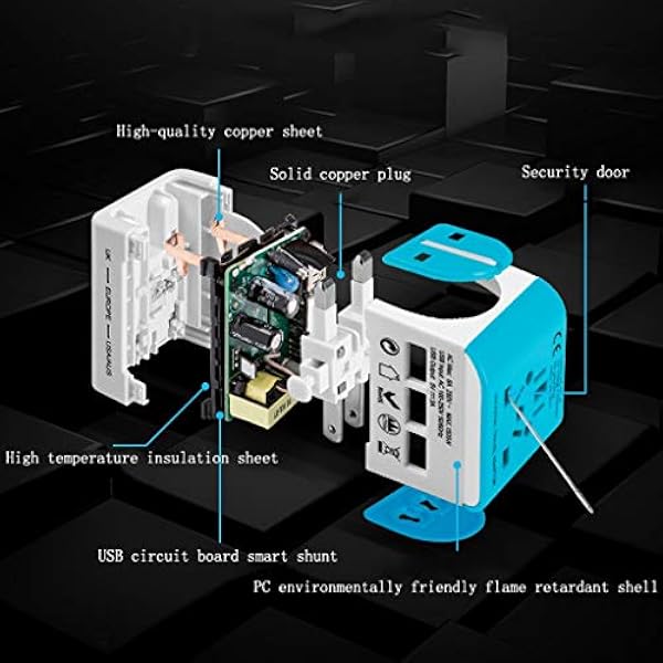 PIAOLING Adattatore Universale di Viaggio all-in-One Adattatore di Alimentazione Internazionale con USB per USB UE UK aus Europe Cell Phone