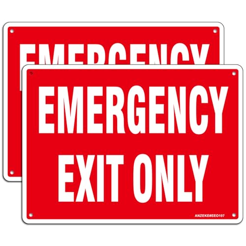 2 Pack Emergency Exit Only Signs 10x7 Emergency Exit Sign for Business