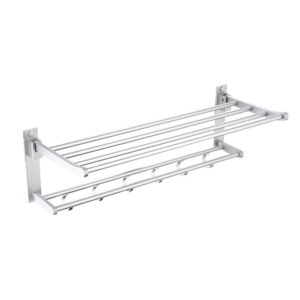 FGXHHS Stainless Steel Bathroom Towel Rack Holder Shelf Hotel Storage Hanger Rail With Hooks Silver