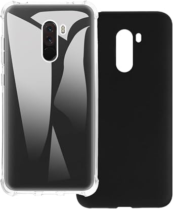 2-Pack TPU Case for Pocophone F1 - Clear+Black