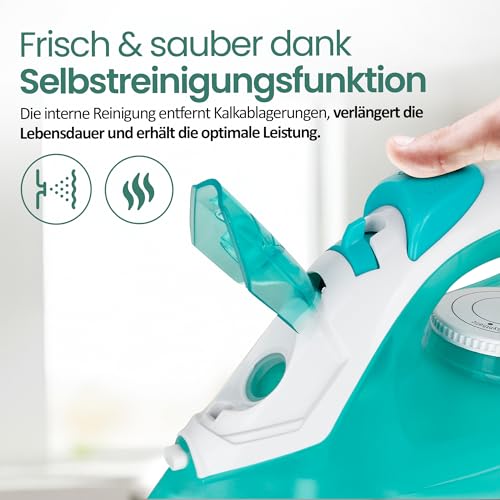 Emerio Bügeleisen Dampfbügeleisen, 2000 Watt, besonders gleitfähige Keramik-Bügelsohle, Selbstreinigung, Sprühwasserfunktion, Tropfstopp, Vertical Dampf, großzügiger 200ml Wassertank, SI-110298.4