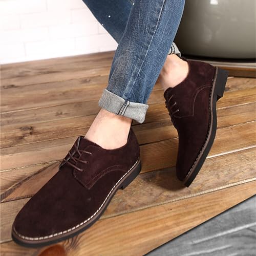 Image of Men's Suede Lace Up Oxfords Classic Wing Tips Dress Shoes Casual Luxury Business Work Office Derby Shoes