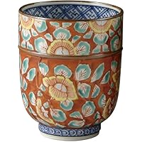 Amazon｜京焼 清水焼 壷楽窯 湯呑 小 赤濃 牡丹唐草 UIN013-02｜湯呑み