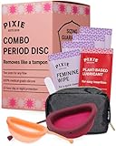Pixie Menstruationsscheibe, 100% medizinisches Silikon, 12 Stunden Tragedauer - Parent Listing (Coral + Plum, Medium + Large)