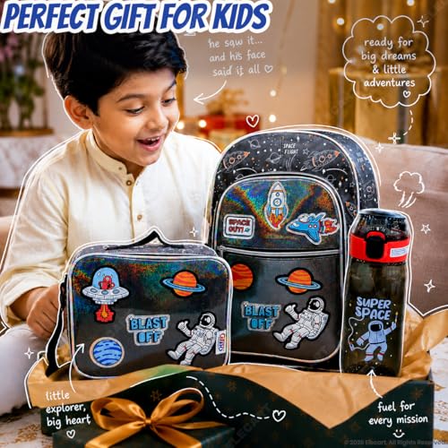 Image of School Bag Combo Set for Girls - 3 in 1 Back to School Hamper with Backpack, Lunch Bag,& Water Bottle Complete School Essentials Gift Set for Kids (Astronaut)
