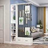 Diodceraic Wall Room Divider Bookshelf Modern Wood Bookcase with Drawers and Display Shelves Wall Privacy Screens for Stylish Home Office Decor Display(Black,120x30x202cm)