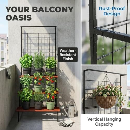 Image of Giore 4-Tier Plant Stand with Premium Finish, Large Indoor & Outdoor for Living Room, Balcony & Patio, Flower Pot Display Shelf, Home Dcor, Plant stand For Balcony