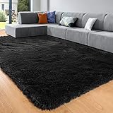 KICMOR Black Fluffy Area Rug,6x9 Feet,Living Room Rugs,Carpets for Bedroom,Shag Floor Rugs for Kids...