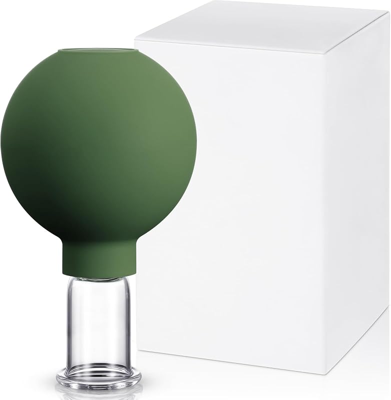 Nuanchu Ventosa Facial de Vidro Verde Militar, Diâmetro de 1,65 cm