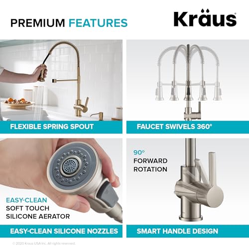 Image of KRAUS Britt Commercial Style Spot Free Antiqued Champagne Bronze Pre-Rinse Kitchen Faucet with Deck Plate and Soap Dispenser, KPF-1690-KSD-53SFACB