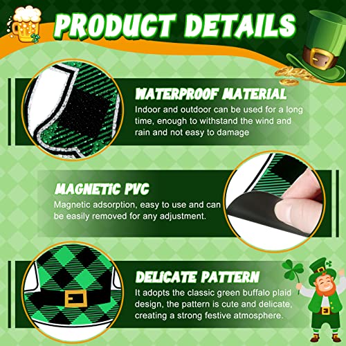 28 Pcs St Patrick's Day Garage Decoration Magnets Happy St. Patrick's Day Magnetic Stickers Green Plaid Garage Door Refrigerator Decals Car Magnetic For Holiday Party Diy Supplies #TOP2
