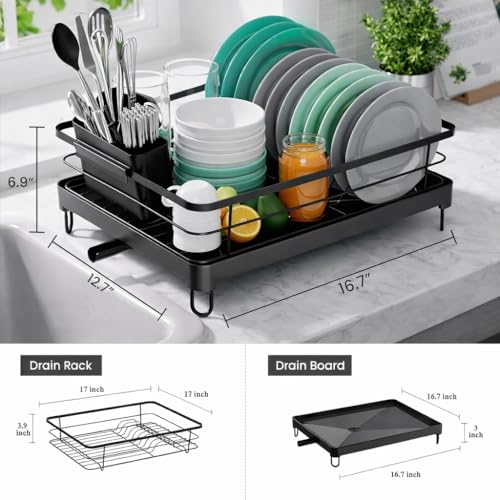 Image of RADIANT Basket Drainer & Dish Drainer Basket for Kitchen /Utensil Stand for Kitchen /Dish Drying Rack with Drainer /Bartan Stand /Dish Rack (Black 360)