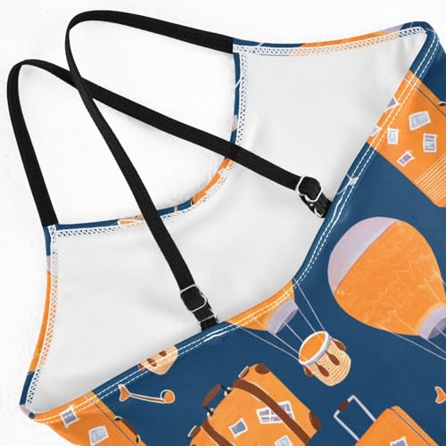 Travel Elements Blue Bathing Suits Girls Quick Dry Crossback One Piece Swimming Suit with Adjustable Strap 3T4