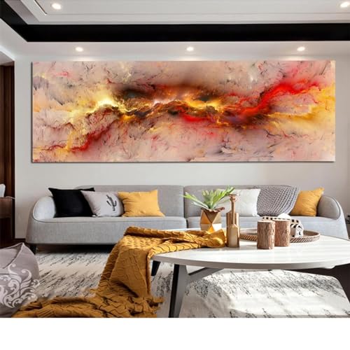 Peinture de paysage de nuages abstraits, décoration murale maison et tableau de salon 30x90