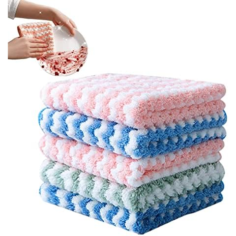Straseapoit Microfiber Cleaning Rag, Thickened Microfiber Cleaning Cloth, Super Absorbent Nonstick Oil, 9.84x 9.84inch (6 PCS) Cover