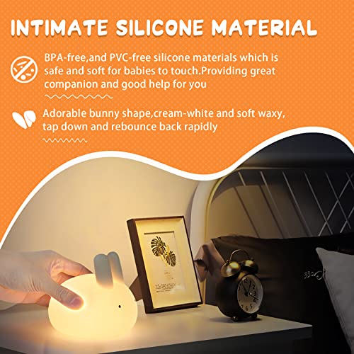 Booborny Led Bunny,Silicone Nursery Light For Baby And Toddler,Squishy Night Light For Kids Room,Animal Night Lights For Girls And Boys,Rechargeable Kawaii Lamp,Cute Lamps For Bedroom #TOP4