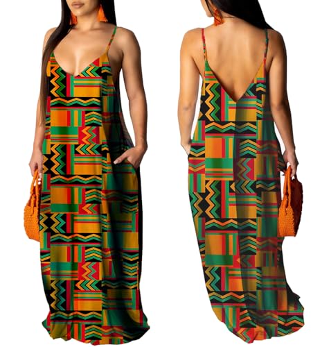 Image of Summer Maxi Dress for Women 2026 Plus Size Sundresses Casual Sexy Floral Sleeveless Beach Long Dress with Pockets