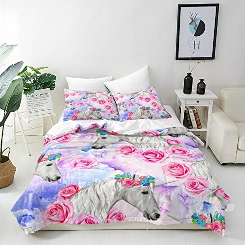 ANHOPE Day of Dead Duvet Cover Set Soft Comforter Cover Set with Sugar Skull Red Rose Print Pattern 3 Piece Bedding Set with Pillowcase All Season Quilt Cover with Zipper for Kids Adults Single Size