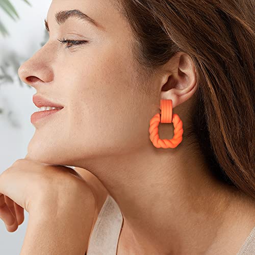 Fansilver Statement Drop Raffia Dangle Geometric Boho Long Tassel Hot Pink Earrings for Women3