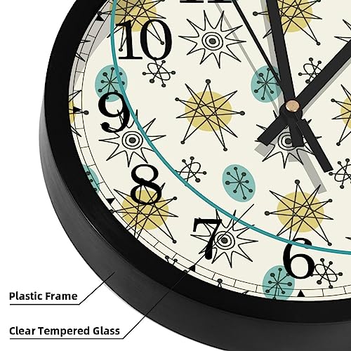 Horloge murale silencieuse à quartz ronde vintage des années 1950