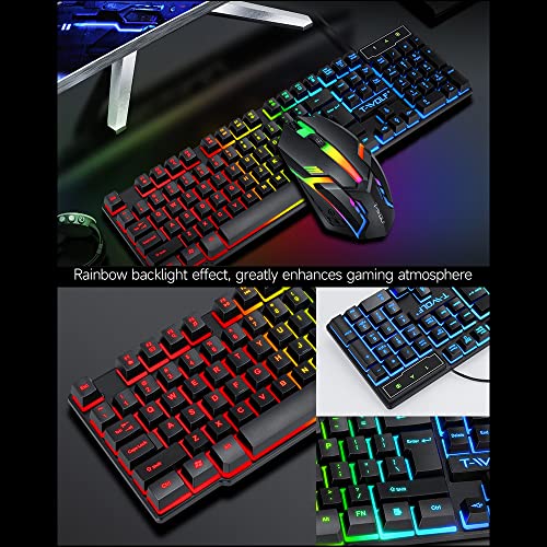 Image of Yunir Wired RGB Backlit Gaming Keyboard and Mouse Combo, Gaming Headset Mouse Pad Combo,Rainbow Backlight Gaming Set,Ergonomic Design,All in 1 PC Bundle for Wins PC