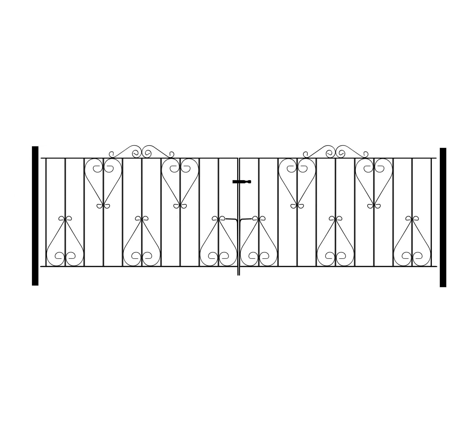 Black Classic Scroll Metal Garden Driveway Gates Galvanised Wrought Iron Style Gate (3048Mm (10Ft) Gap X 914Mm High Cdzp19)