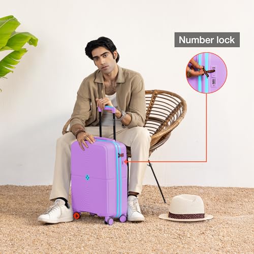 Image of Nasher Miles Bali Hard-Sided Polypropylene Cabin Luggage 20 inch | 55cm | 8 Wheels Small Trolley Bag for Travel | Suitcase (Purple)