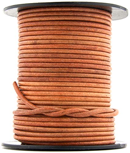 Xsotica-Dye Round Leather Cords -1.0Mm Leather Cord (Tan Natural, 3 Meter (3 Yard)) #TOP24