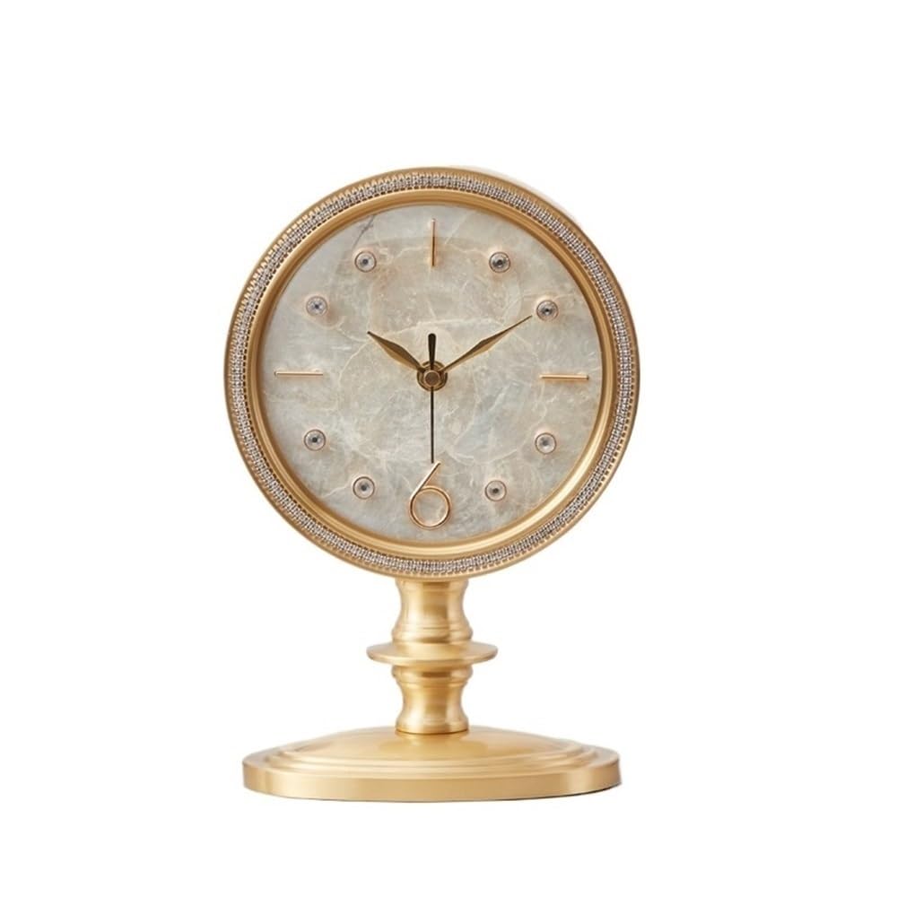 QINGGANG-0224 Mantel Clock Brass Shell Desktop Table Clock Pendulum High-value Desk Creative Ornament