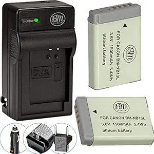 BM Premium 2-Pack of NB-13L Batteries and Battery Charger for Canon PowerShot G5 X G7 X G7 X Mark II G9 X SX720 HS Digital Camera