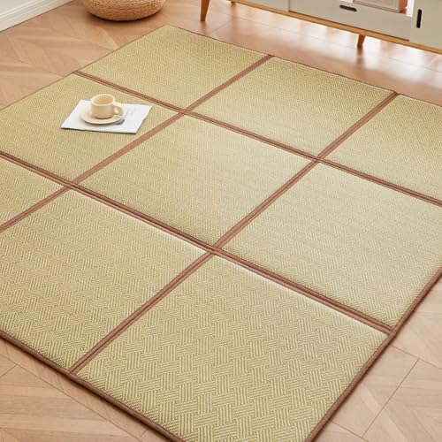 TRAGLO Tatami Japonés Plegable, Colchón de Suelo Tradicional de Ratán, Transpirable, Antideslizante, para Sala de Estar y Dormitorio(Pattern D,60x180cm)