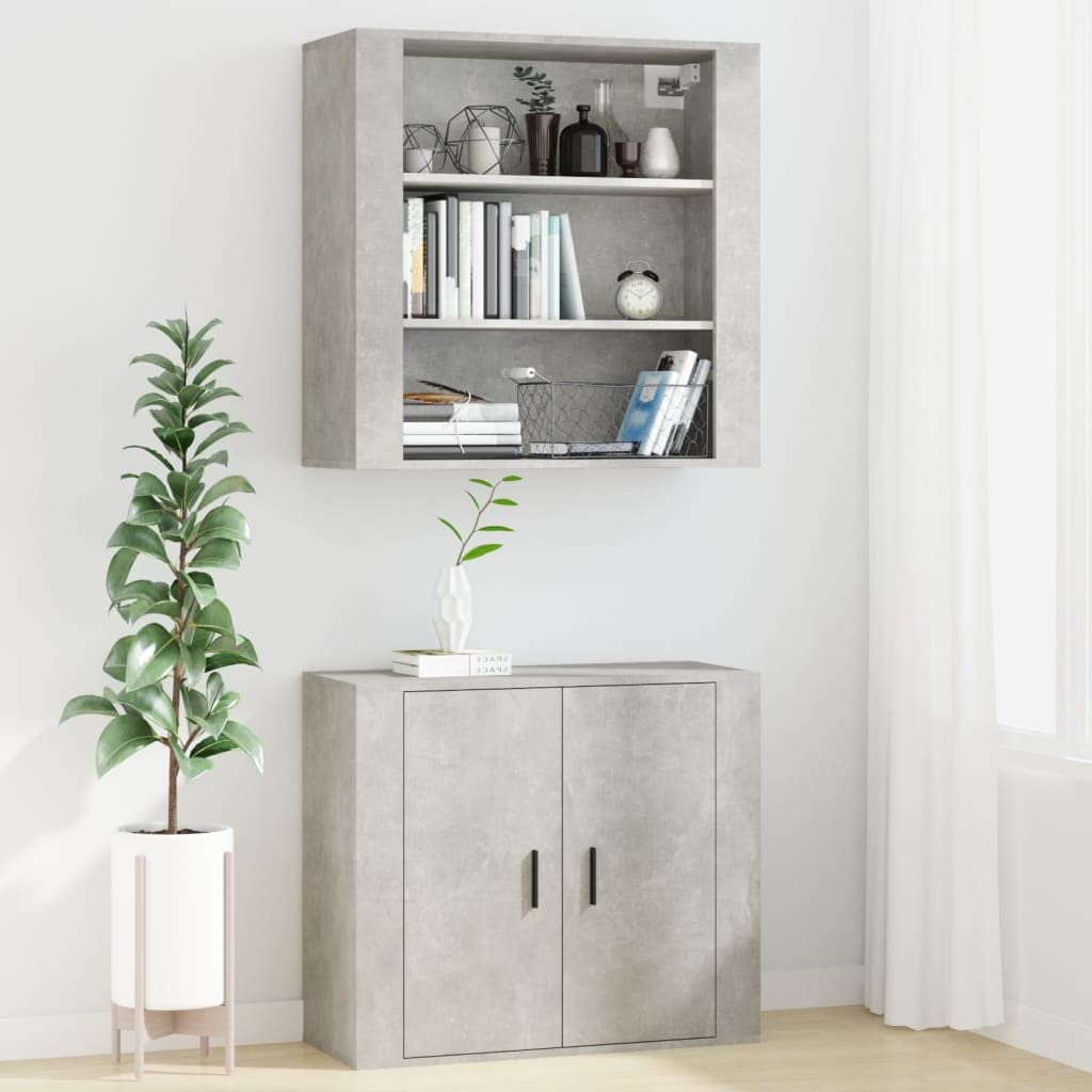Mobilna szafka ścienna na przybory kuchenne, 80 x 33 x 80 cm, szare wykończenie cementowe, wszechstronne przechowywanie do sypialni, salonów, łazienek, kuchni i gabinetów, trwała konstrukcja ze