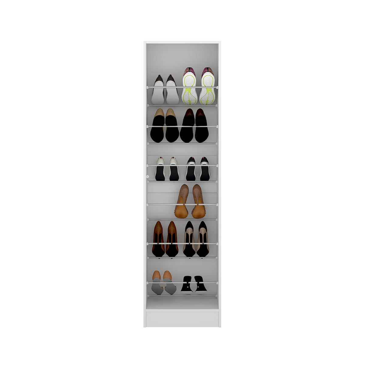 DEKIT GRUPO RIMOBEL Jazz Armario Zapatero con Espejo, Madera de ingeniería, Blanco, 185x50x27 cm