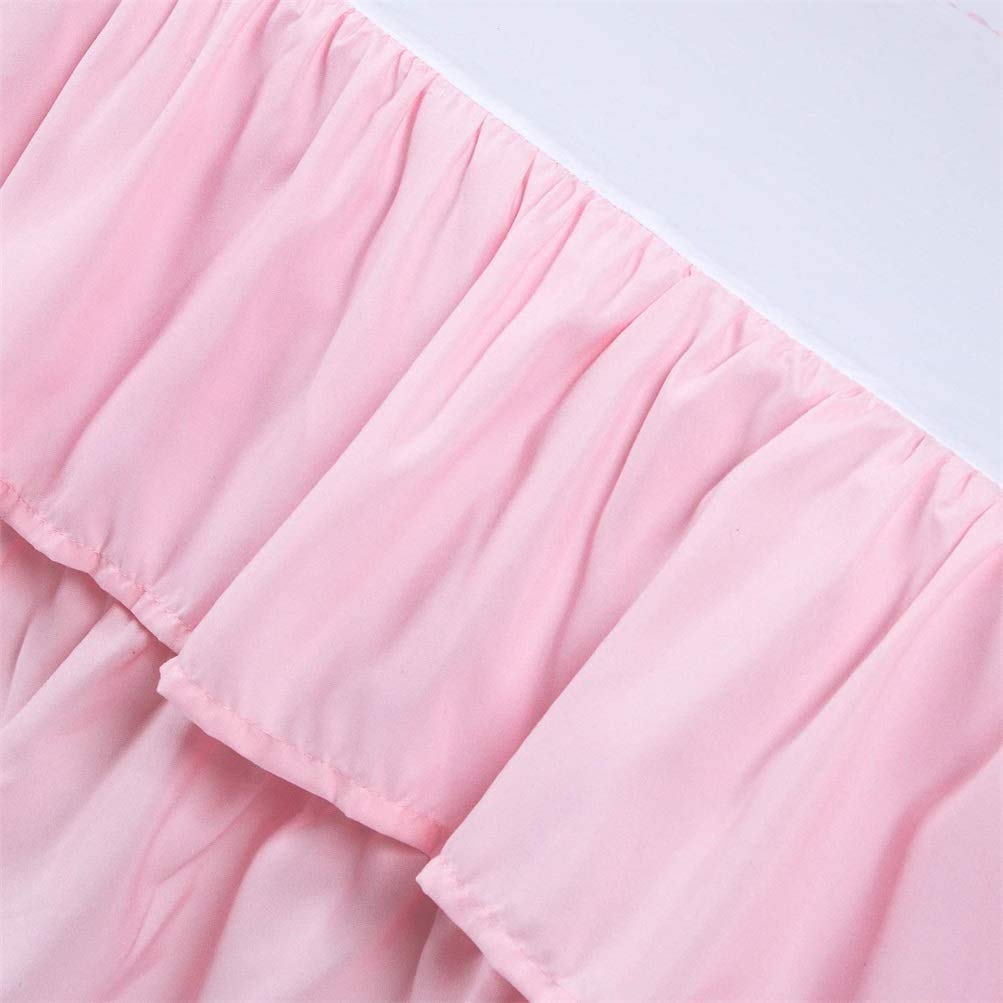 Feyart Gonna per culla con volant, a due strati, per lettino per bambini, con volant, decorazione per la casa, copriletto, 137 x 190 + 38 cm, rosa
