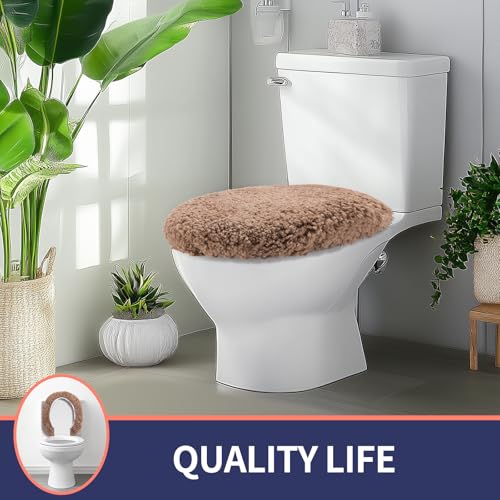Baahrnom Luxuriöser getufteter WC-Deckelbezug, maschinenwaschbar, solider Toilettensitzbezug, 49,5 x 40,6 cm, verstellbare Gummi-Rückseite, passend für die meisten ovalen und länglichen 45,7 cm - 49,5 – Bild 8