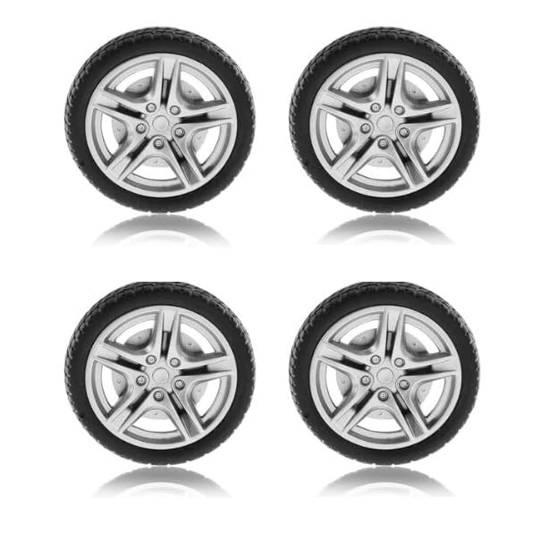 4Pcs Black Toy Car Wheel Tires,48mm Simulation Rubber Wheel Tire Toy Model DIY RC Spare Parts Easy Installation Small in Size,Remote and App Controlled Vehicles and Parts,Wheels and Tires