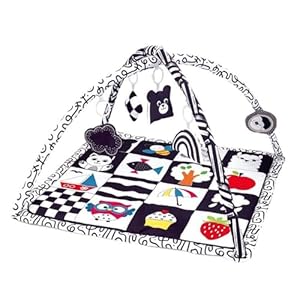 Baby Gym Play Mat, Tummy Time Mat & Activity Gym for Infant, Baby Gyms & Playmats for Babies 0 to 3 6 9 12 Months with 5 Toys for Early Sensory Exploration and Motor Skill Development