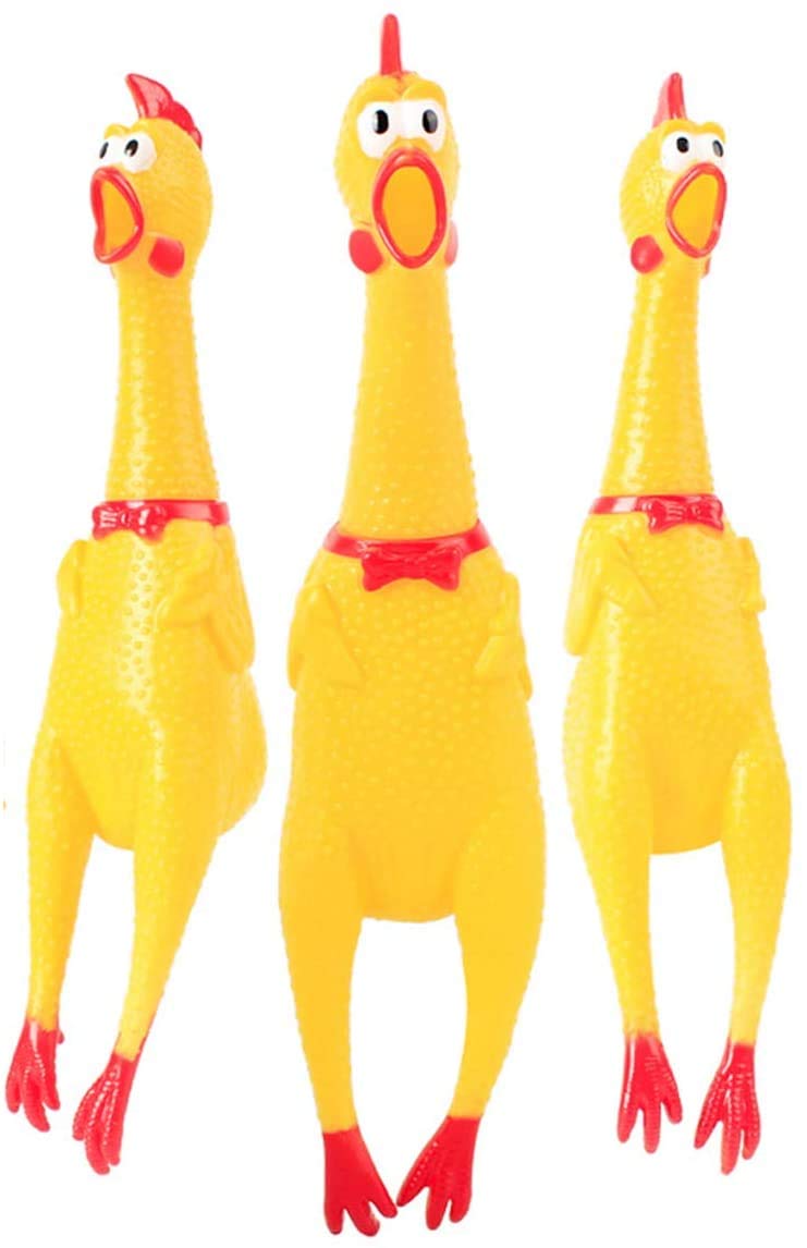 3pcs Squeaky Chickens for Dogs Howling, Toy Pet Screaming Rubber Yellow Chicken for Puppies (3 Pieces 17cm) …