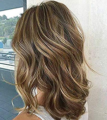 YoungSee 14inch Topper Hair Pieces Human Hair For Women Dark Brown Mixed Caramel Blonde Highlighted Clip in Crown Toppers Straight Wiglet Human Hair For Short Hair 2x6inch