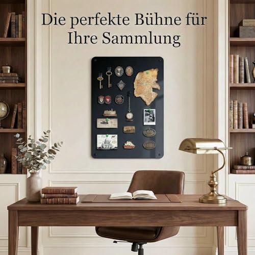 Qiytecno Magnettafel 40x60cm Matt Schwarz GALERIE-FORMAT: Große Magnetwand & Fotowand Metall | Premium Pinnwand für Küche Büro & Sammler - Kratzfest & Schwerlast