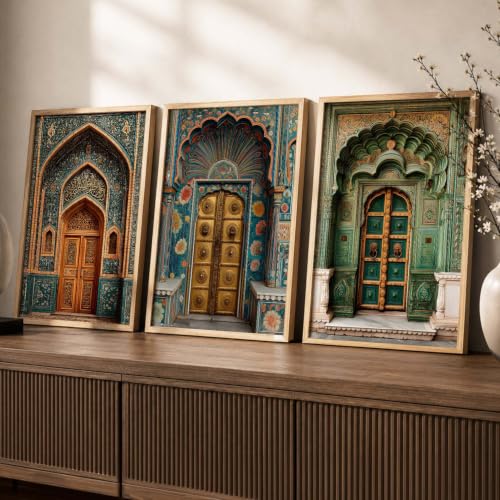 Image of kotart Traditional Indian Wall Art Painting for Living Room | Paintings Frame For Home Decoration | Framed Wall Painting Home Room Bedroom Office Decor Set of 3 (35x37 Inch)