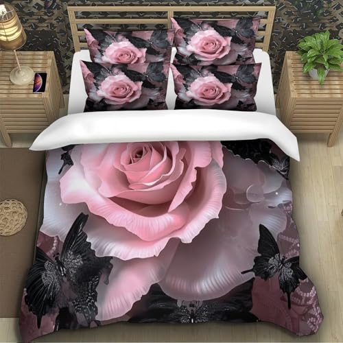 Housse de couette crâne rose zippée anti-acarien pour literie ado douce - 5