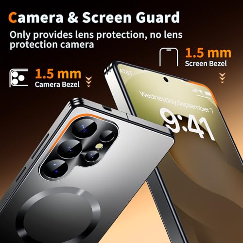Image of for Samsung Galaxy S25 Ultra Case, Heavy-Duty Slim Design Compatible with MagSafe, Strong Magnetic Shockproof Protection for Screen & Camera Cover Case for Samsung S25 Ultra,Black