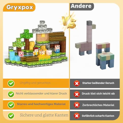 Gryxpox Magnetische Bausteine 100 Teile - Kreative Pixel-Style Blöcke für Kinder 3 4 5 6 7 8 Jahre - Lernspielzeug STEM… – Ansicht 5
