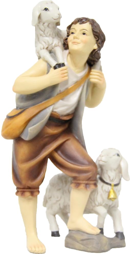 FADEDA Hirte mit Schafen/Höhe:7 cm/handbemalt/detailgetreue Krippen...