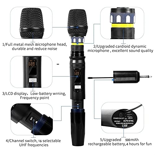 Karaoke Microfoon, 1 stks UX2 UHF Auto Draadloze Dynamische Microfoon Systeem Draagbare Handheld Karaoke Mic met… - Image 4