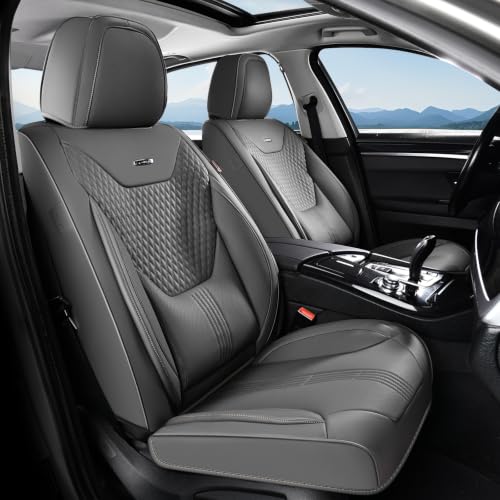 Image of Coverado Car Seat Covers with Lumbar Support, Front Covers for Cars, Universal Automotive Seat Cover, Waterproof, Leather Car Seat Cushion, Interior Seat Protectors for Most Cars