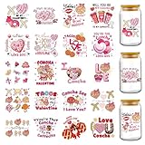 Valentine's Day UV DTF Stickers - 20 Sheets Tacos are My Valentine Funny UV DTF Cup Wraps for 16 oz Glass Water Bottle, Pink Heart Candy Ice Cream Transfer Decals DIY Tumbler Coffee Mug Gift for Women