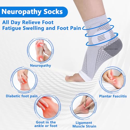 Image of Neuropathy Socks for Women and Men, Nano Soothe Relief Compression Socks Toeless Compression Socks Ankle Compression Sleeve for Arch Support, Plantar Fasciitis Foot Swelling